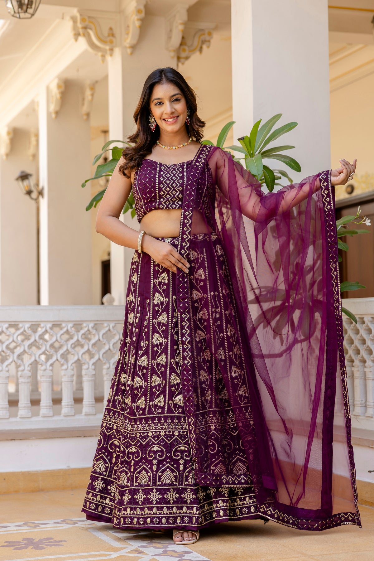Glamorous Designer Georgette Lehenga Set with Net Dupatta