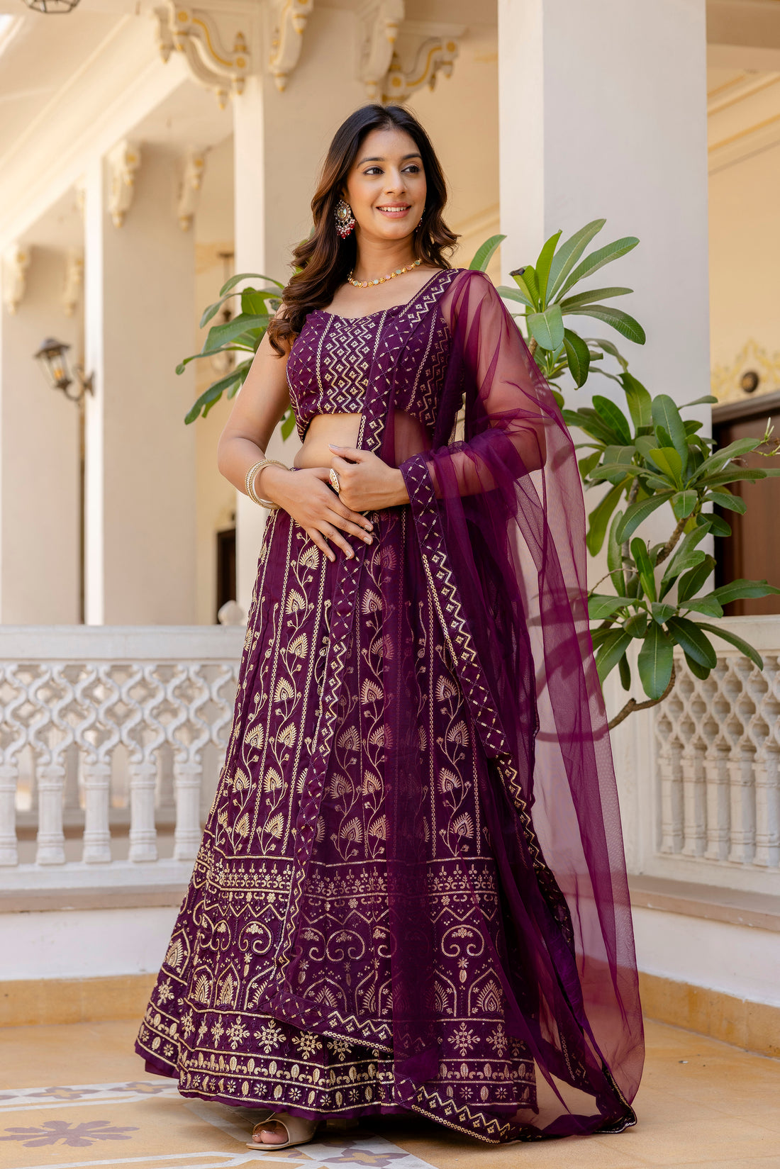 Glamorous Designer Georgette Lehenga Set with Net Dupatta