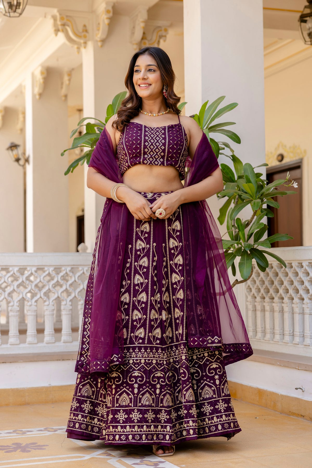 Glamorous Designer Georgette Lehenga Set with Net Dupatta