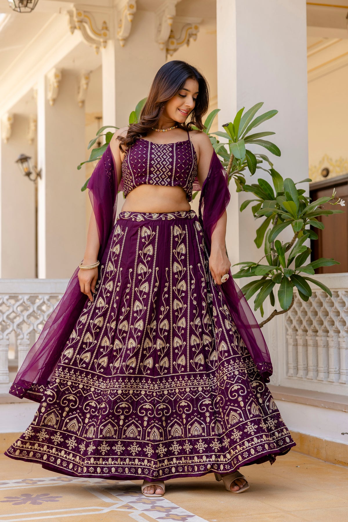 Glamorous Designer Georgette Lehenga Set with Net Dupatta