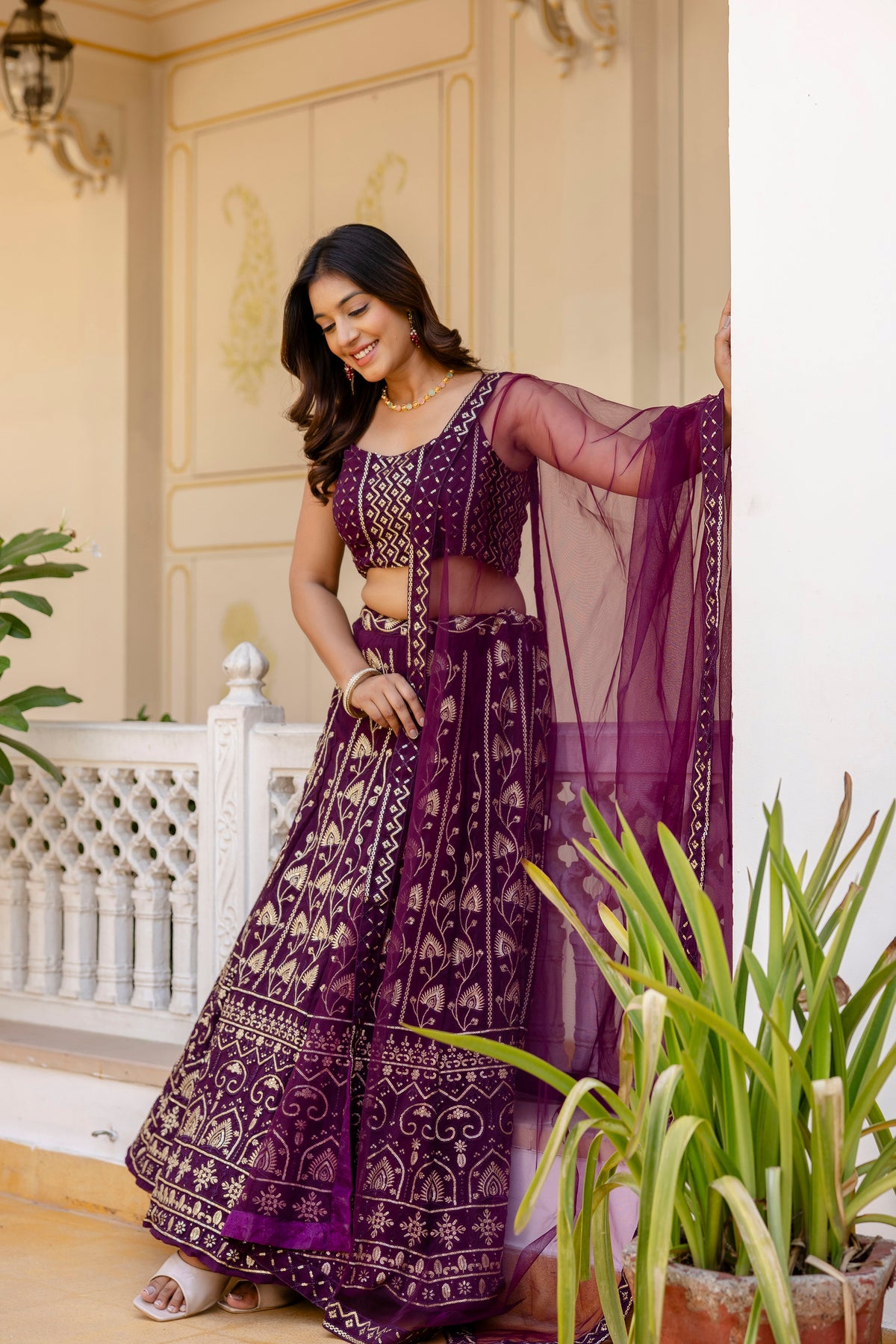 Glamorous Designer Georgette Lehenga Set with Net Dupatta