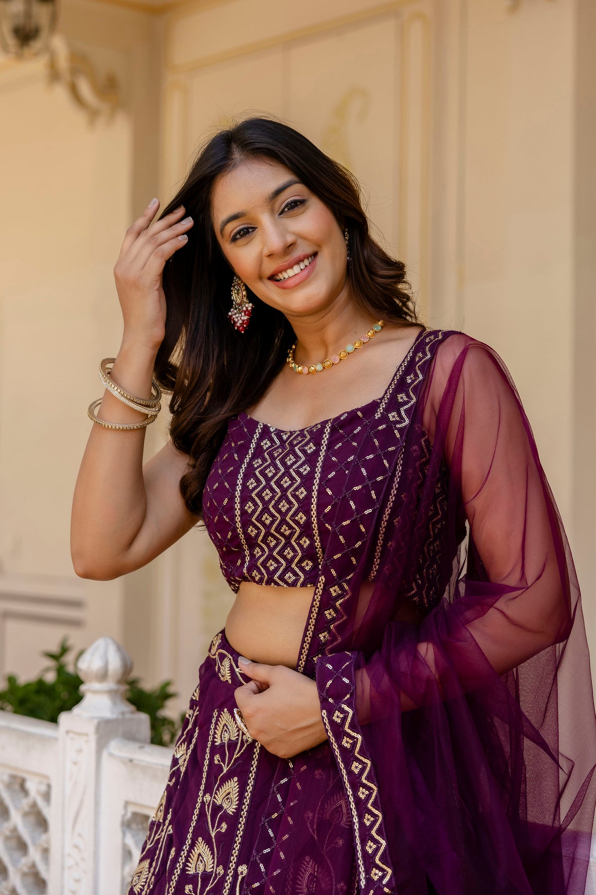 Glamorous Designer Georgette Lehenga Set with Net Dupatta