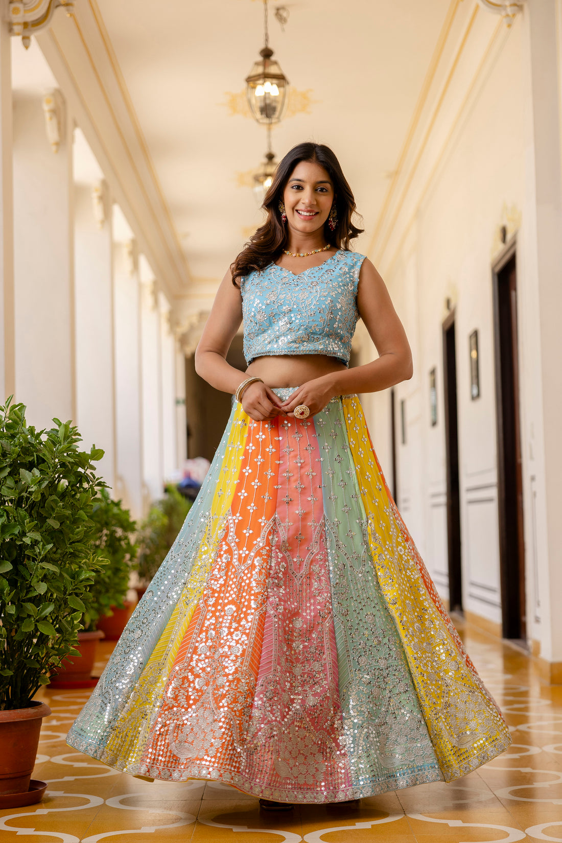 Designer Sequins Embroidered Faux Georgette Bridal & Festive Lehenga