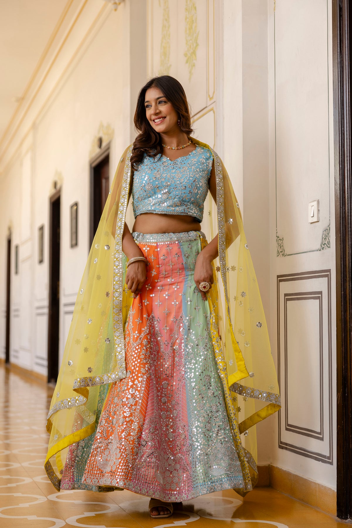 Designer Sequins Embroidered Faux Georgette Bridal & Festive Lehenga