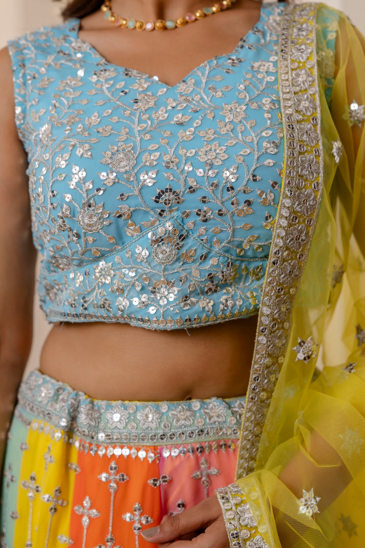 Designer Sequins Embroidered Faux Georgette Bridal & Festive Lehenga