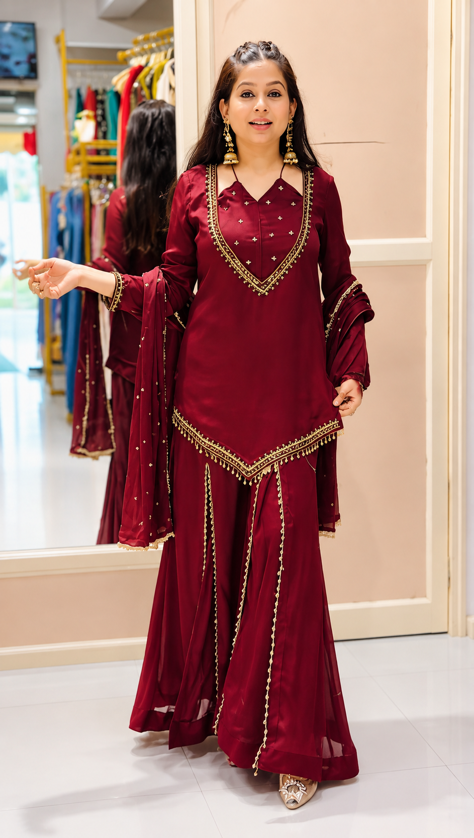 Designer Mirror Work Ethnic Set