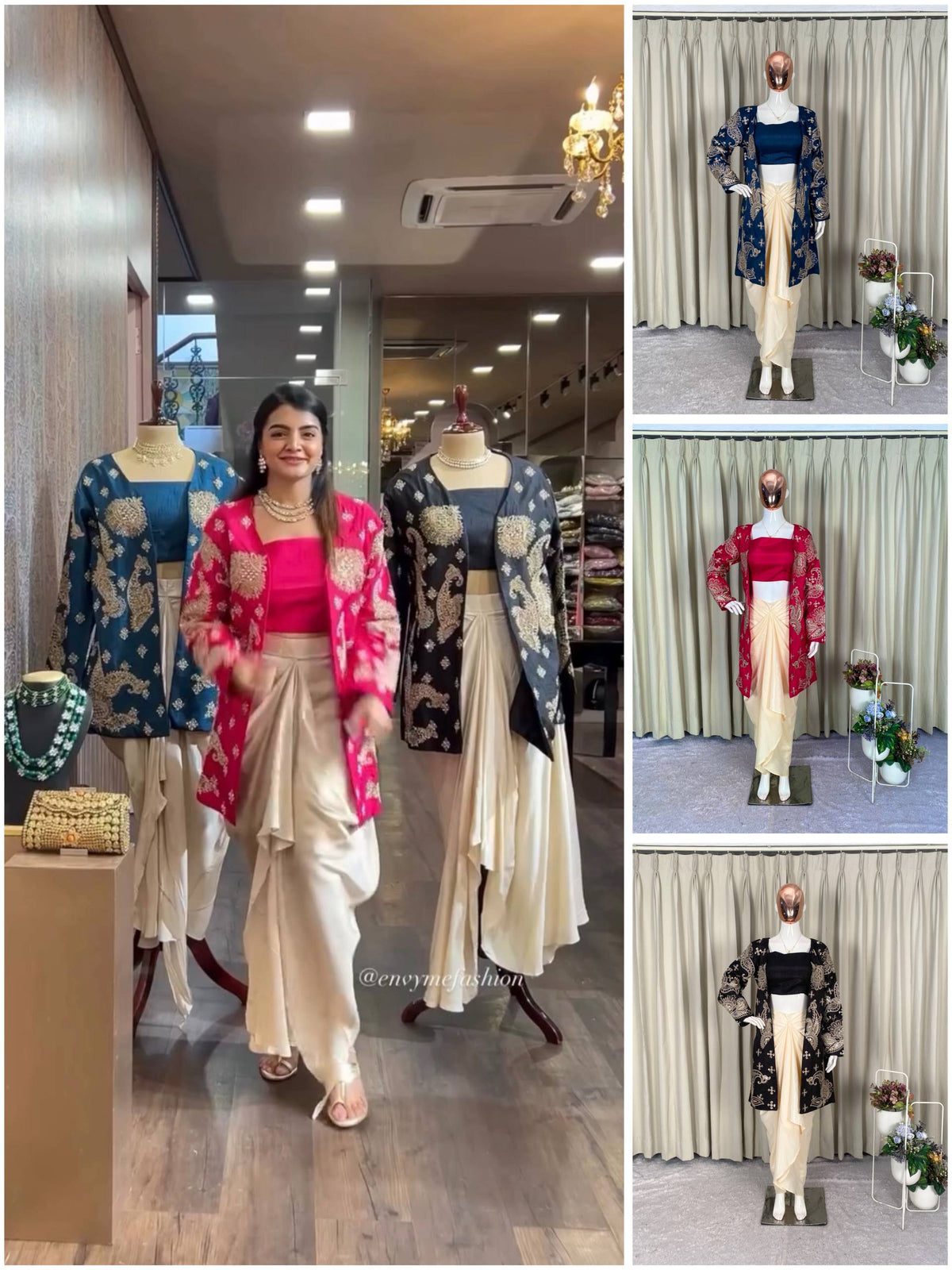 PARTY AND WEDDING OUR DESIGNER WEAR 3 PIECE KOTI-BLOUSE WITH SKIRT IN CORDING SEQUENCE EMBROIDERY
