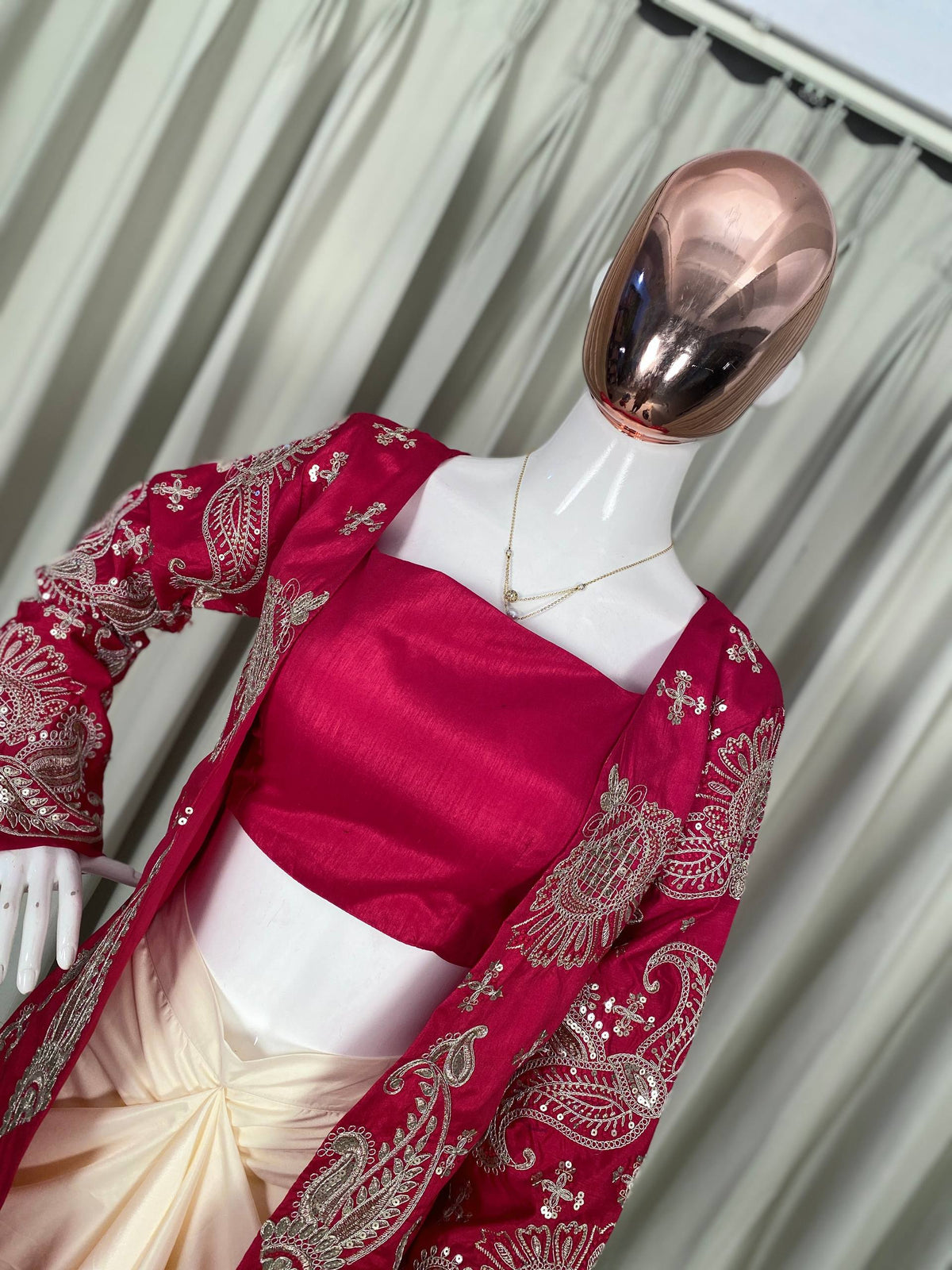 PARTY AND WEDDING OUR DESIGNER WEAR 3 PIECE KOTI-BLOUSE WITH SKIRT IN CORDING SEQUENCE EMBROIDERY