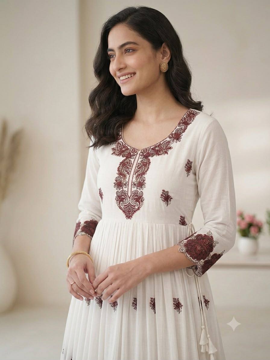Summer-Friendly Trendy Embroidered Maxi Gown