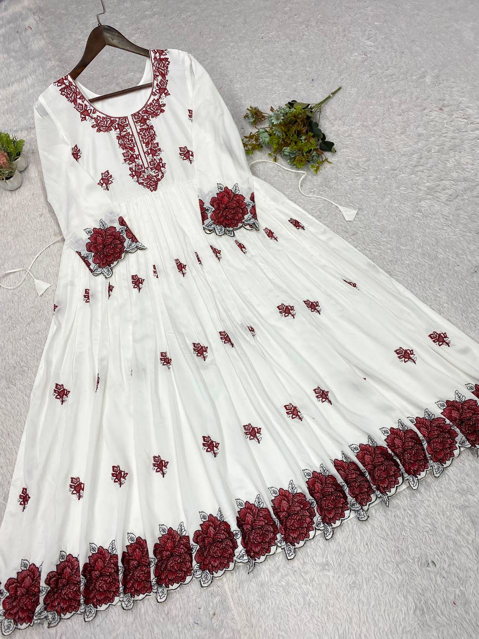 Summer-Friendly Trendy Embroidered Maxi Gown