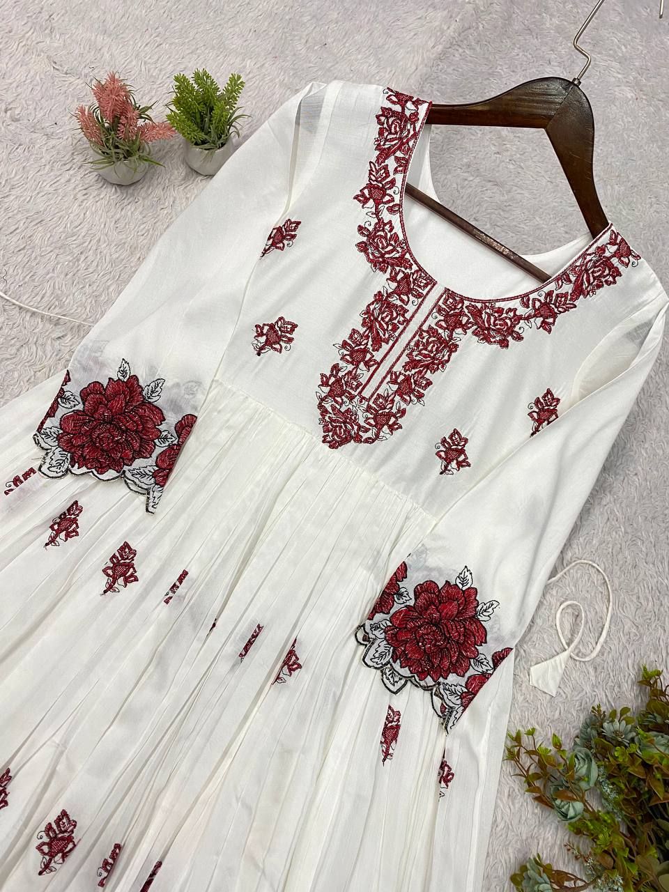 Summer-Friendly Trendy Embroidered Maxi Gown