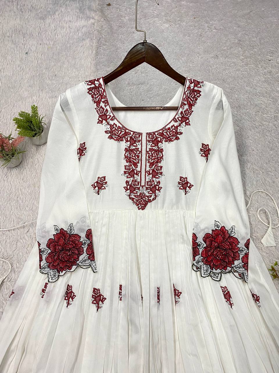 Summer-Friendly Trendy Embroidered Maxi Gown
