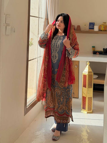 Elegant Designer Printed Palazzo Suit with Dupatta