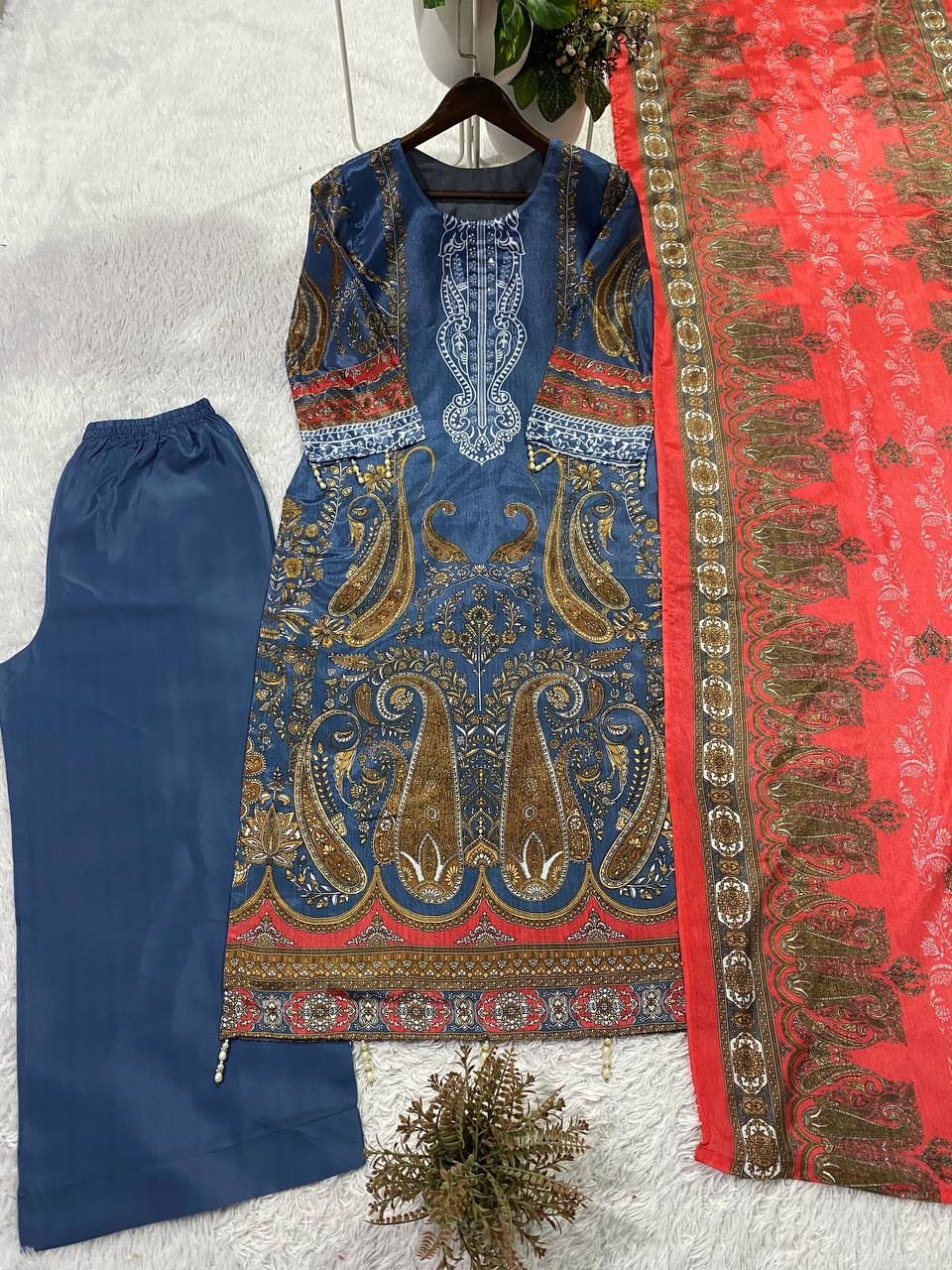 Elegant Designer Printed Palazzo Suit with Dupatta