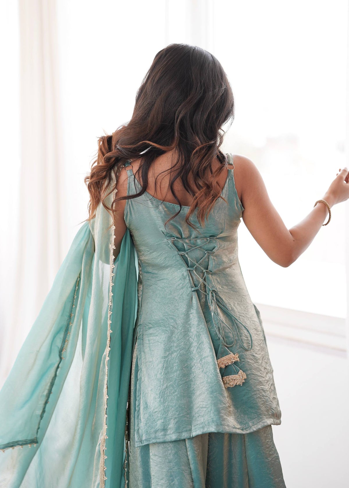 Designer Doremon Crush Mirror Work Palazzo Set