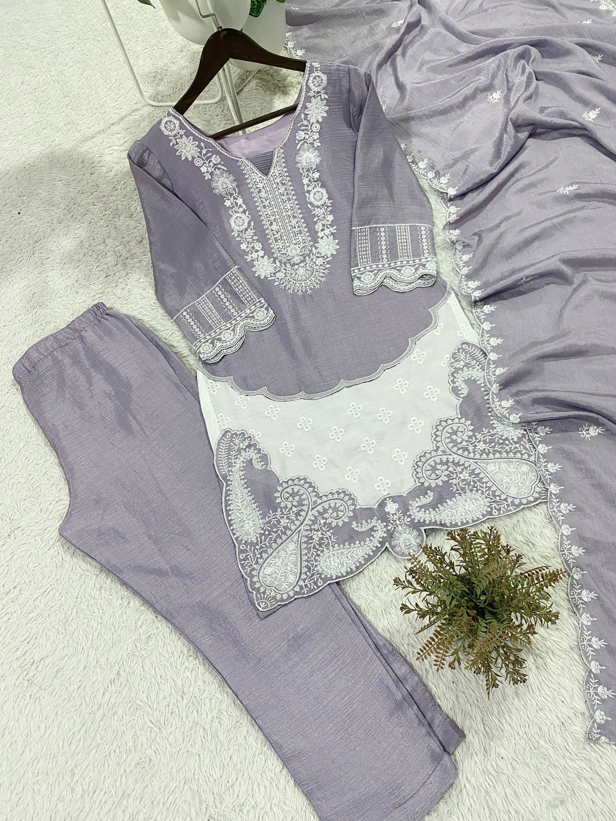 Trending Designer Suit With Elegant Sequence Work