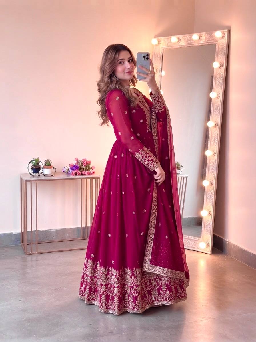 Royal Festive Embroidered Gown Set