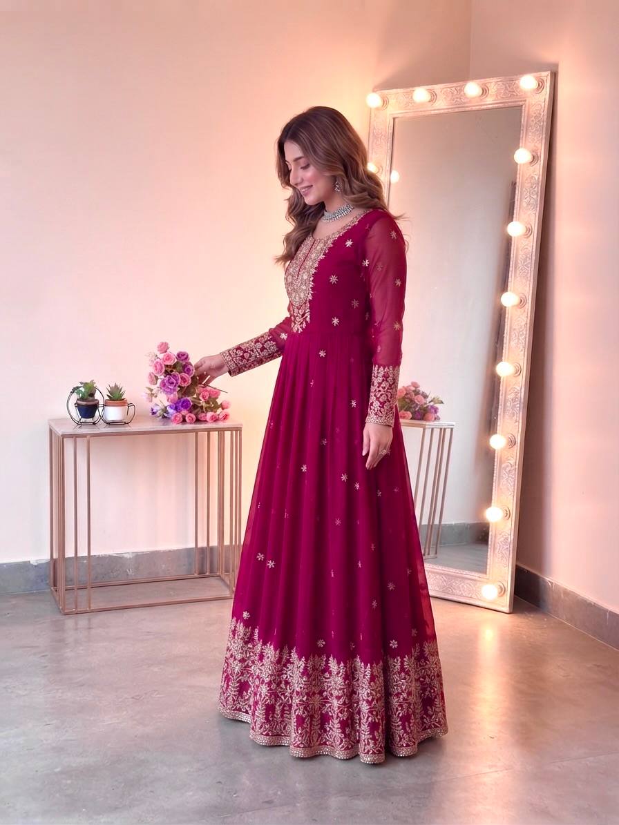 Royal Festive Embroidered Gown Set