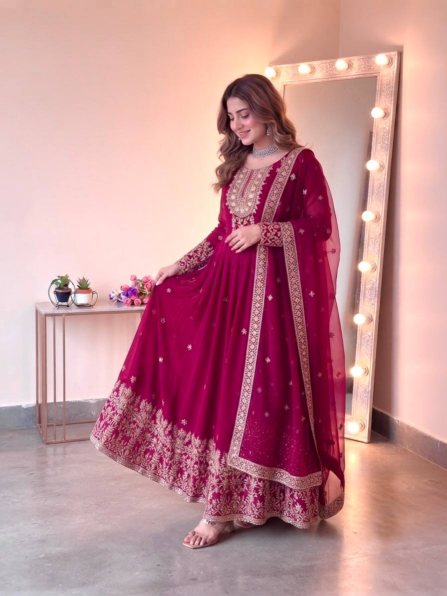 Royal Festive Embroidered Gown Set