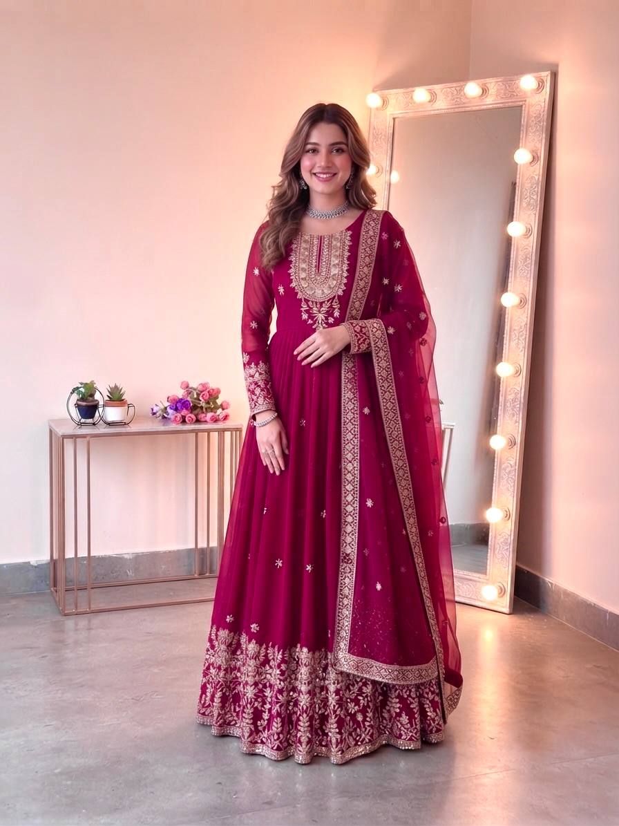 Royal Festive Embroidered Gown Set