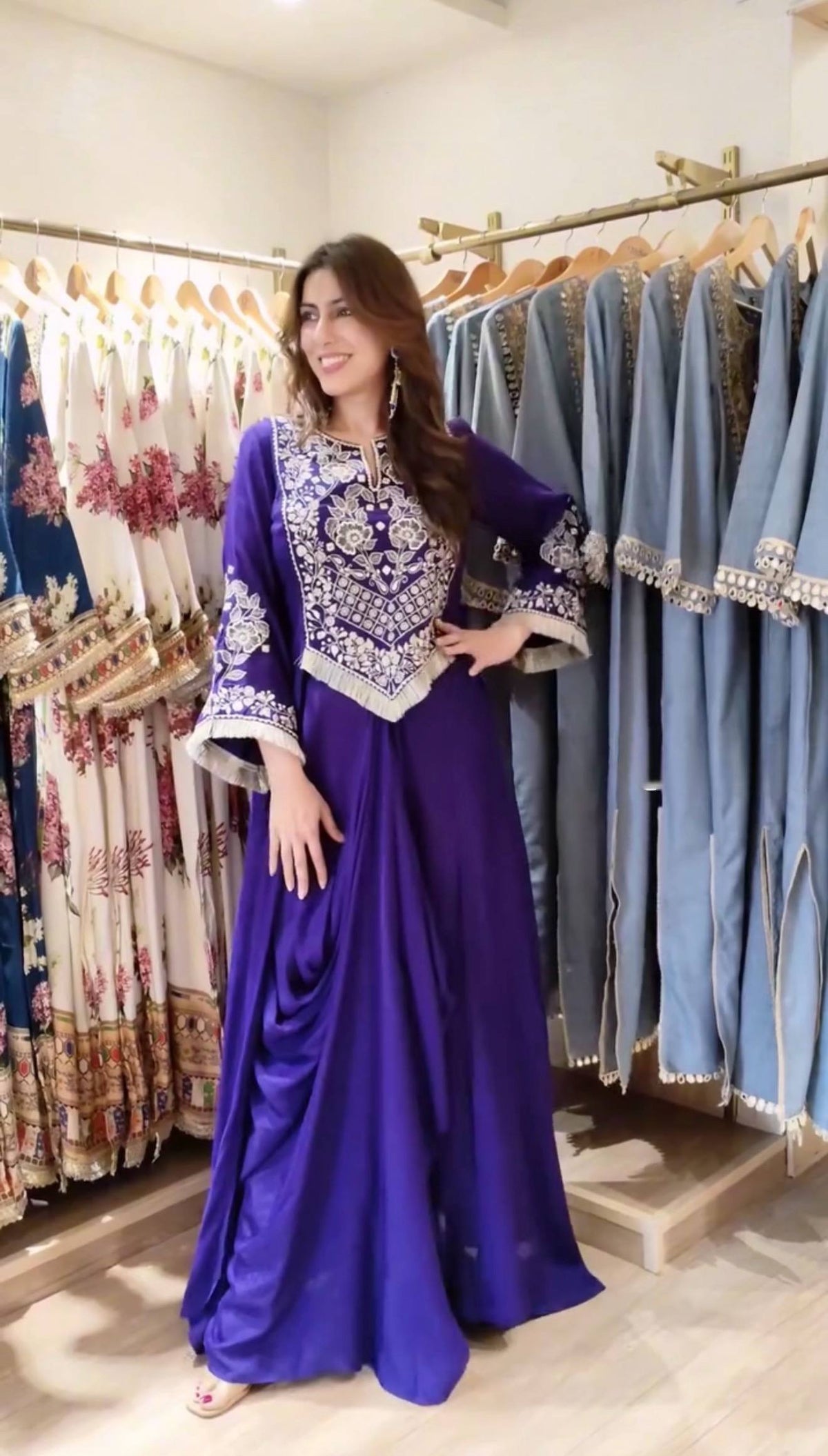 Festive Special Designer Wear 2-Piece Western Dhoti & Top With Embroidery Work