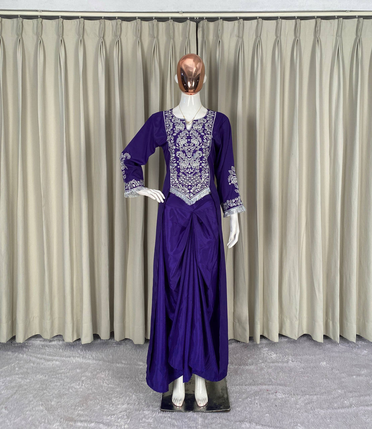Festive Special Designer Wear 2-Piece Western Dhoti & Top With Embroidery Work