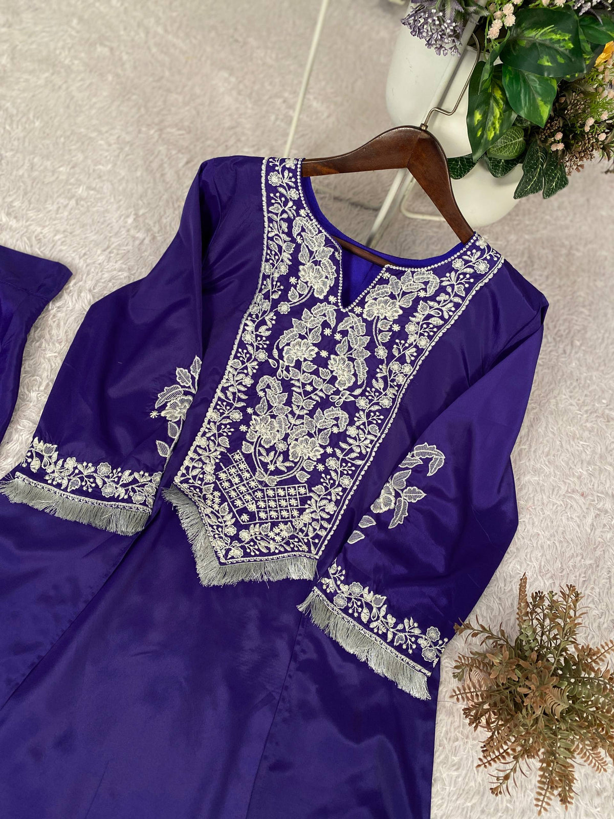 Festive Special Designer Wear 2-Piece Western Dhoti & Top With Embroidery Work