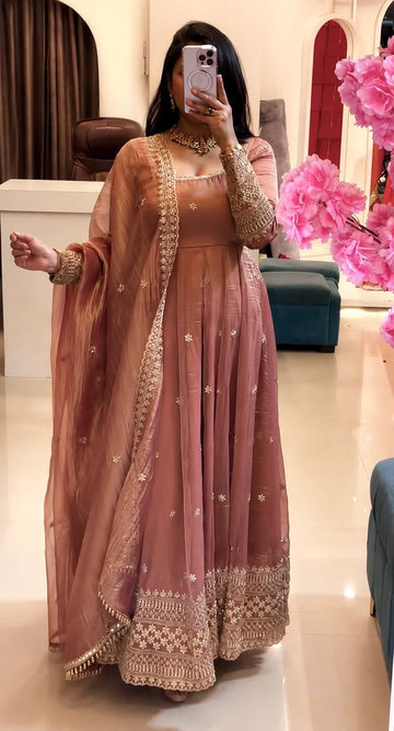 Designer Crunchy Silk Gown Set – Festive Collection