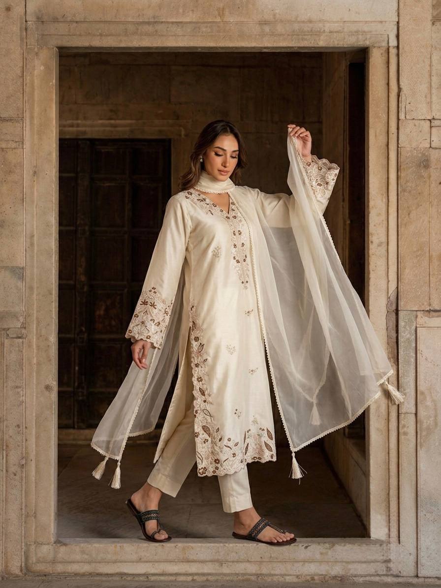 Designer Party Wear Pure Roman Glass Oversized Long Kaftan Set