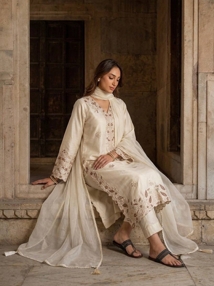 Designer Party Wear Pure Roman Glass Oversized Long Kaftan Set