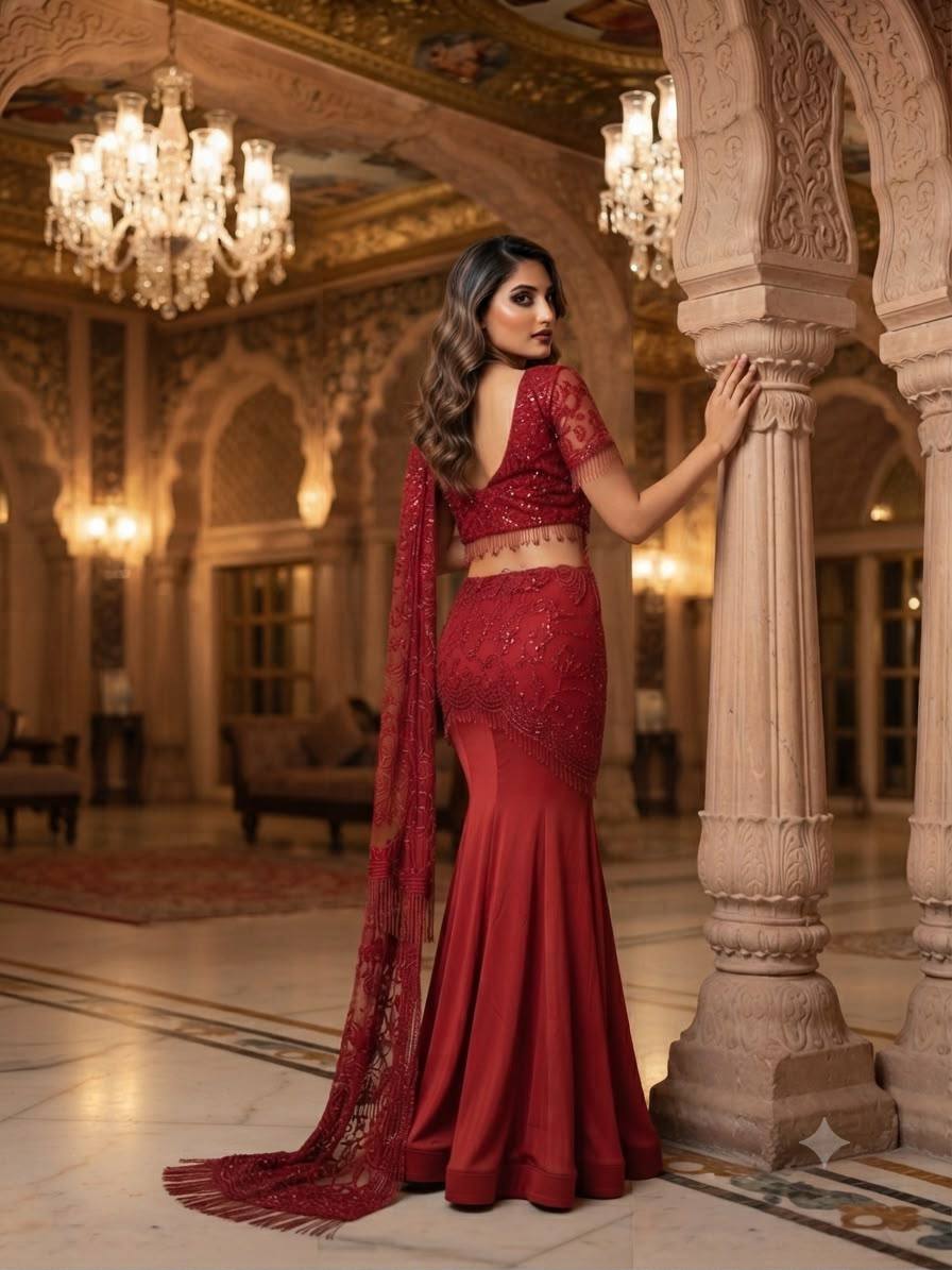 Embroidered Ready-to-Wear Saree with Stitched Blouse