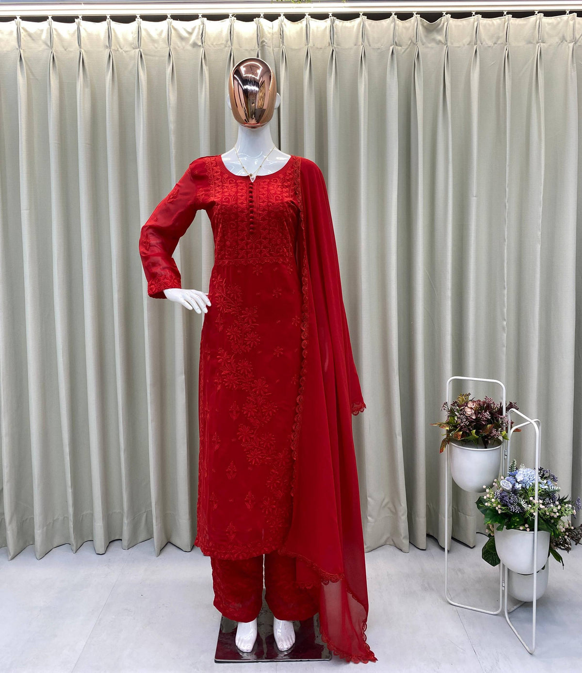 Designer Wear Exclusive Georgette Embroidered Suit With Dupatta