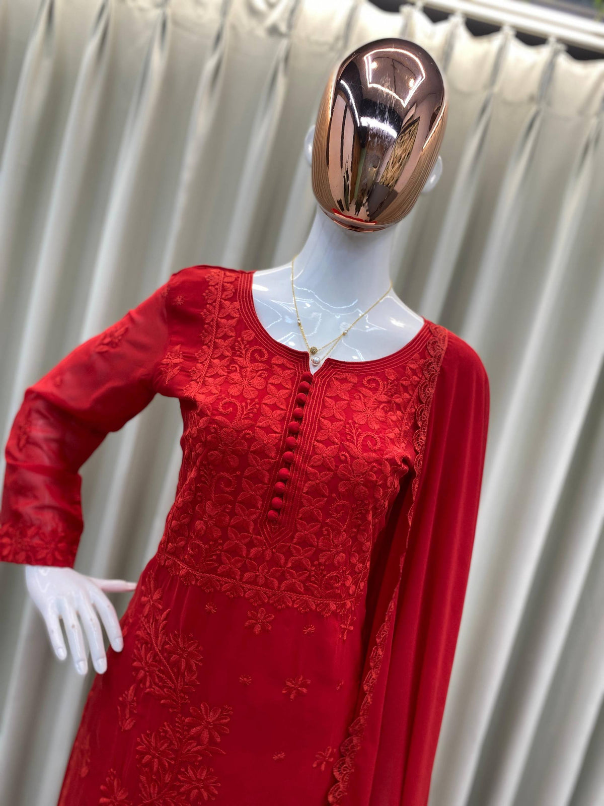 Designer Wear Exclusive Georgette Embroidered Suit With Dupatta
