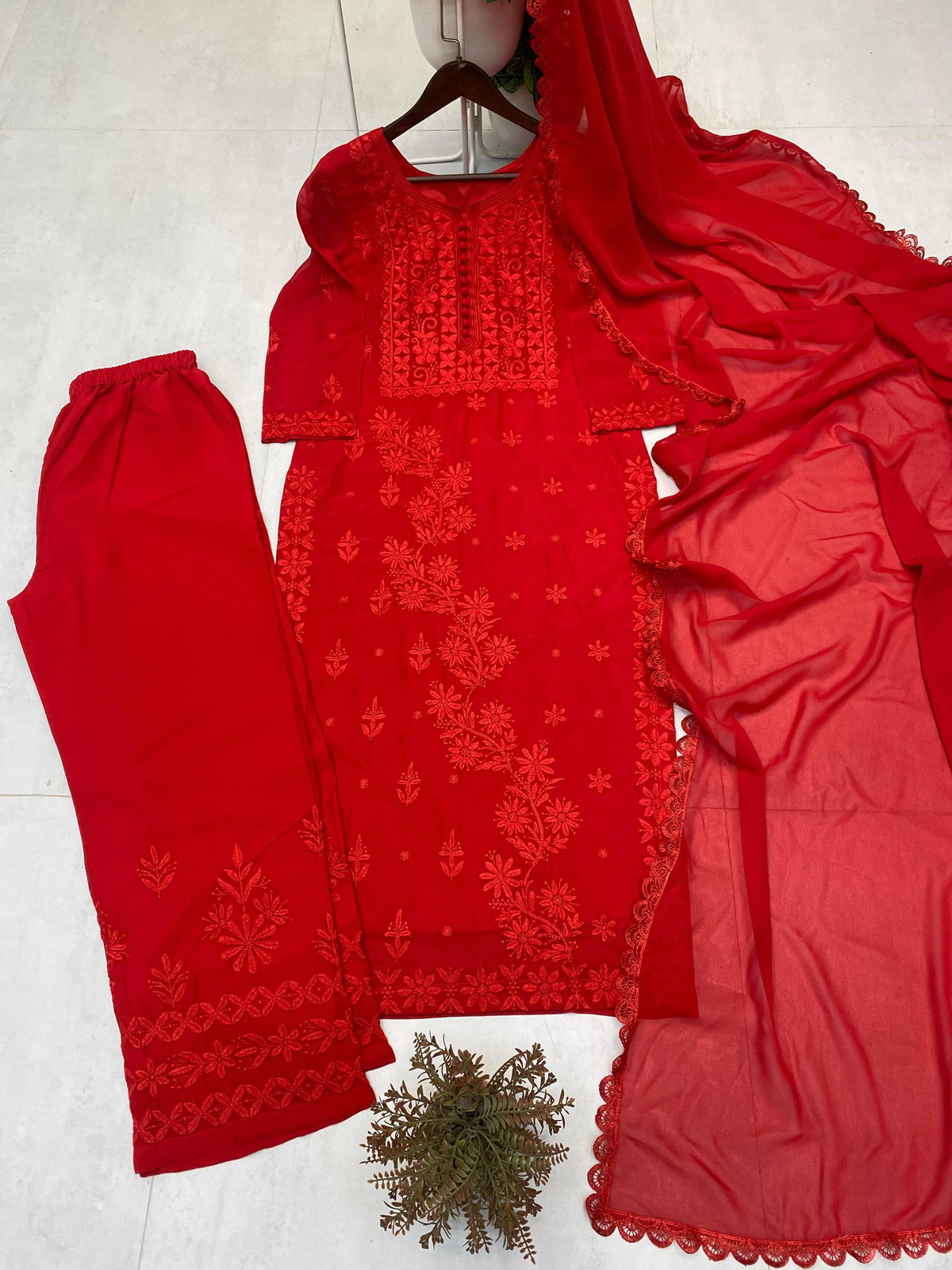 Designer Wear Exclusive Georgette Embroidered Suit With Dupatta