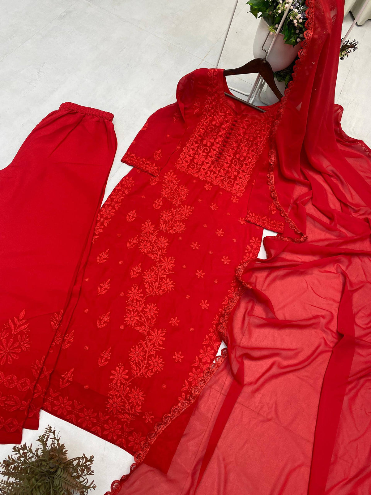 Designer Wear Exclusive Georgette Embroidered Suit With Dupatta