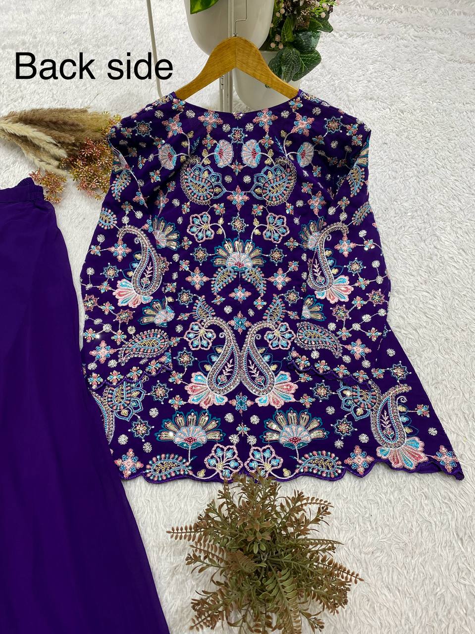 Designer Georgette Sequin Embroidered Top & Palazzo Set