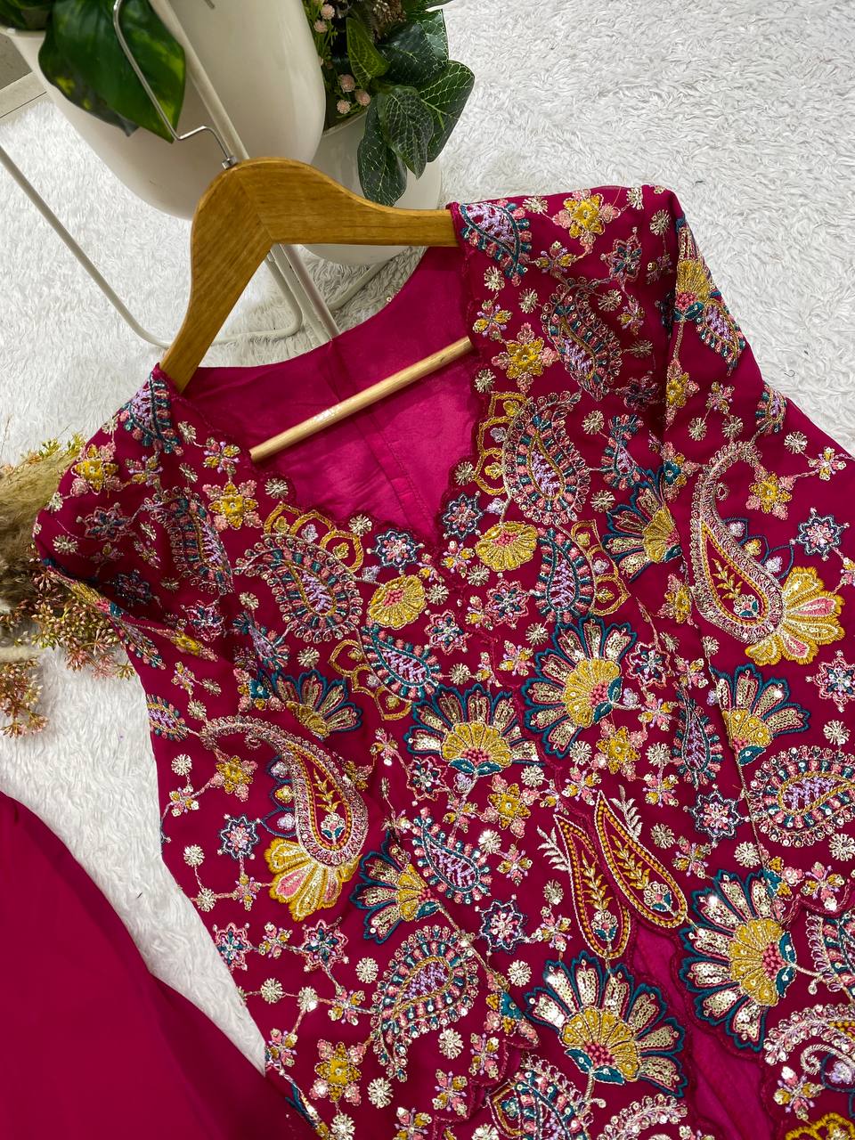 Designer Georgette Sequin Embroidered Top & Palazzo Set