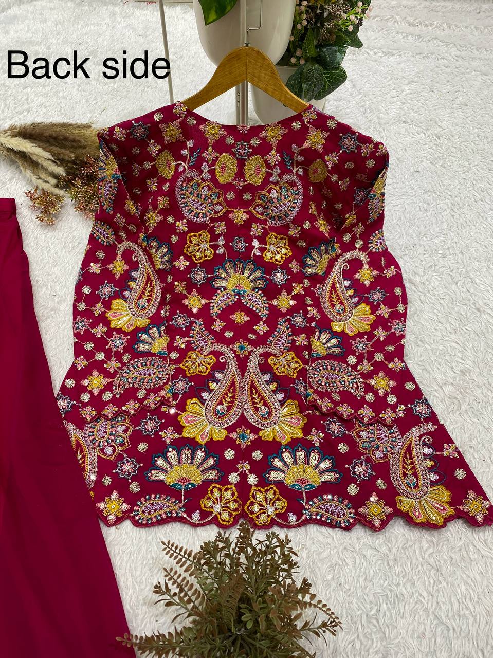 Designer Georgette Sequin Embroidered Top & Palazzo Set