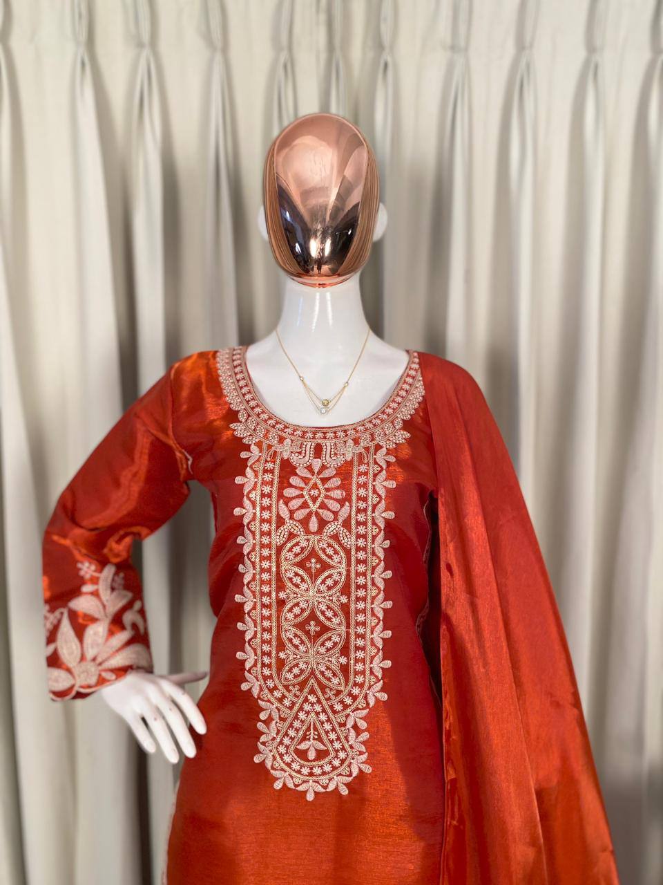 PERFECT FOR PARTY AND WEDDING OUR DESIGNER WEAR TOP WITH SARARA PAIR IN JIMMY CHOO