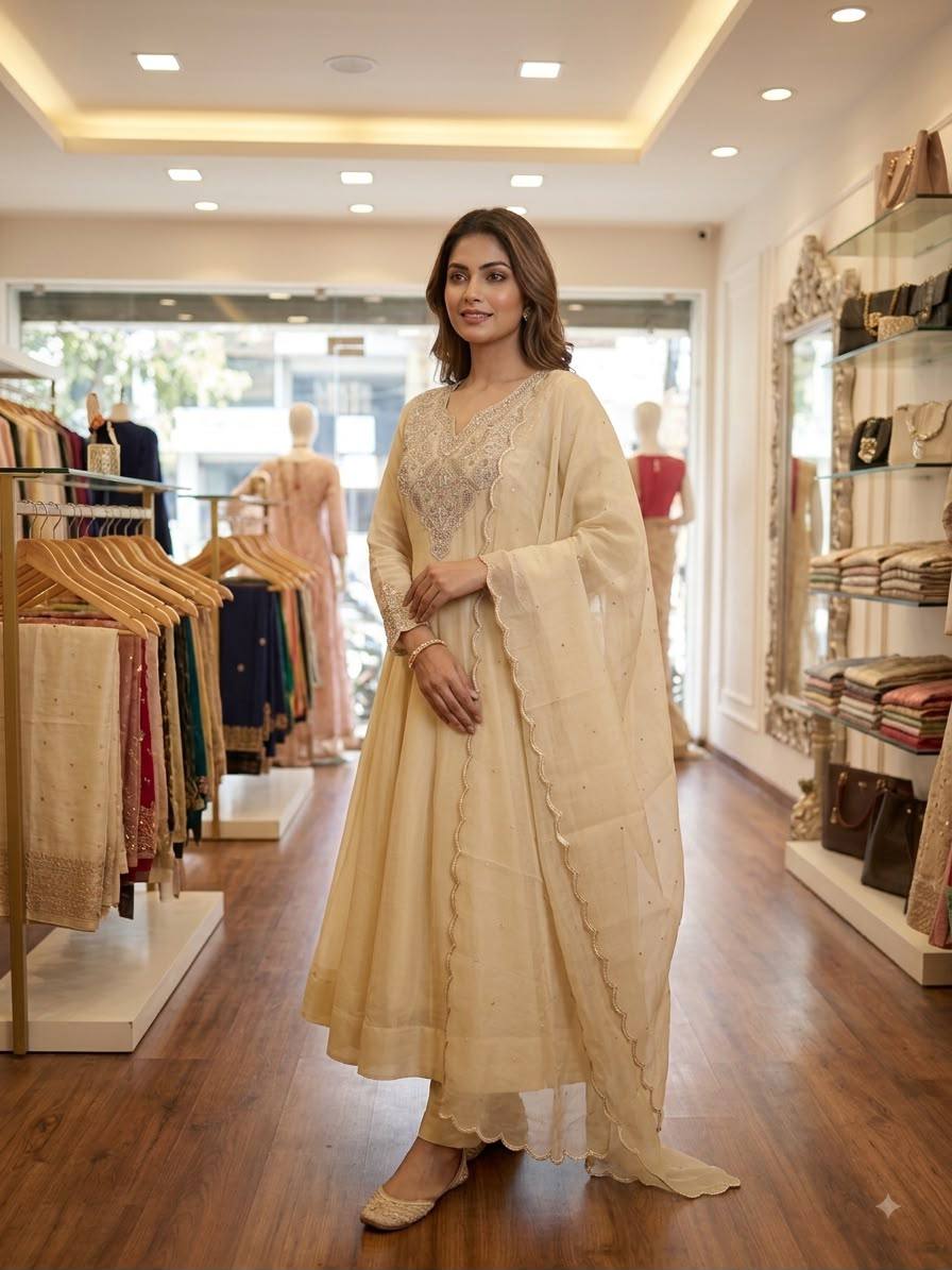 Coss Moss With Sequence Embroidery Gown