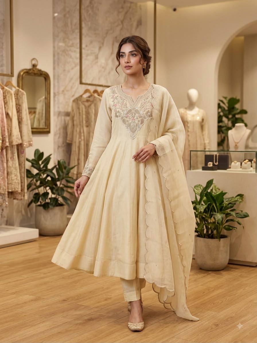 Coss Moss With Sequence Embroidery Gown