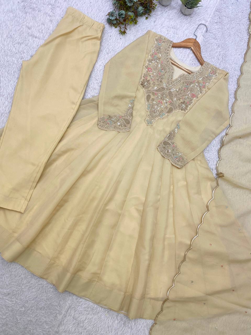 Coss Moss With Sequence Embroidery Gown