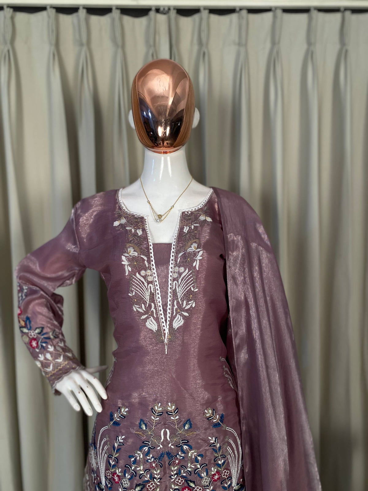 This Festive Session Designer Jimmy Choo Embroidered Top With Farsi Salwaar & Dupatta Set