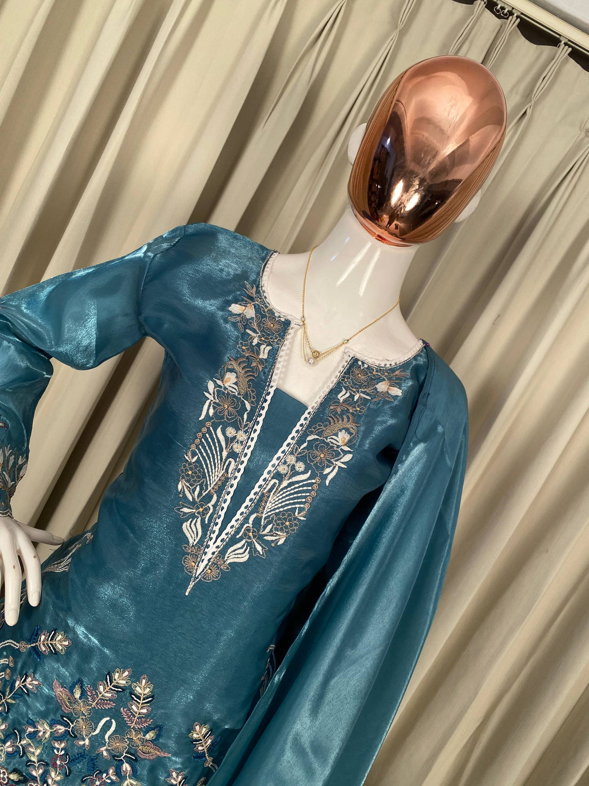 This Festive Session Designer Jimmy Choo Embroidered Top With Farsi Salwaar & Dupatta Set