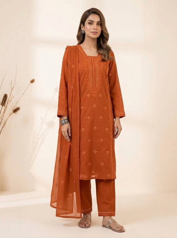 Designer Sequin Embroidered Top, Pant & Dupatta Set