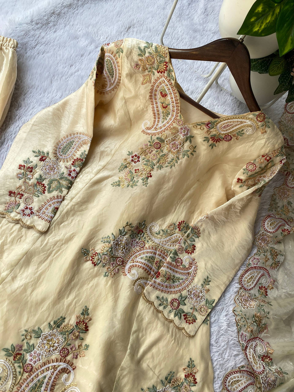 Perfect For Party And Wedding, Designer Wear Embroidered Top, Palazzo And Dupatta In Fendy