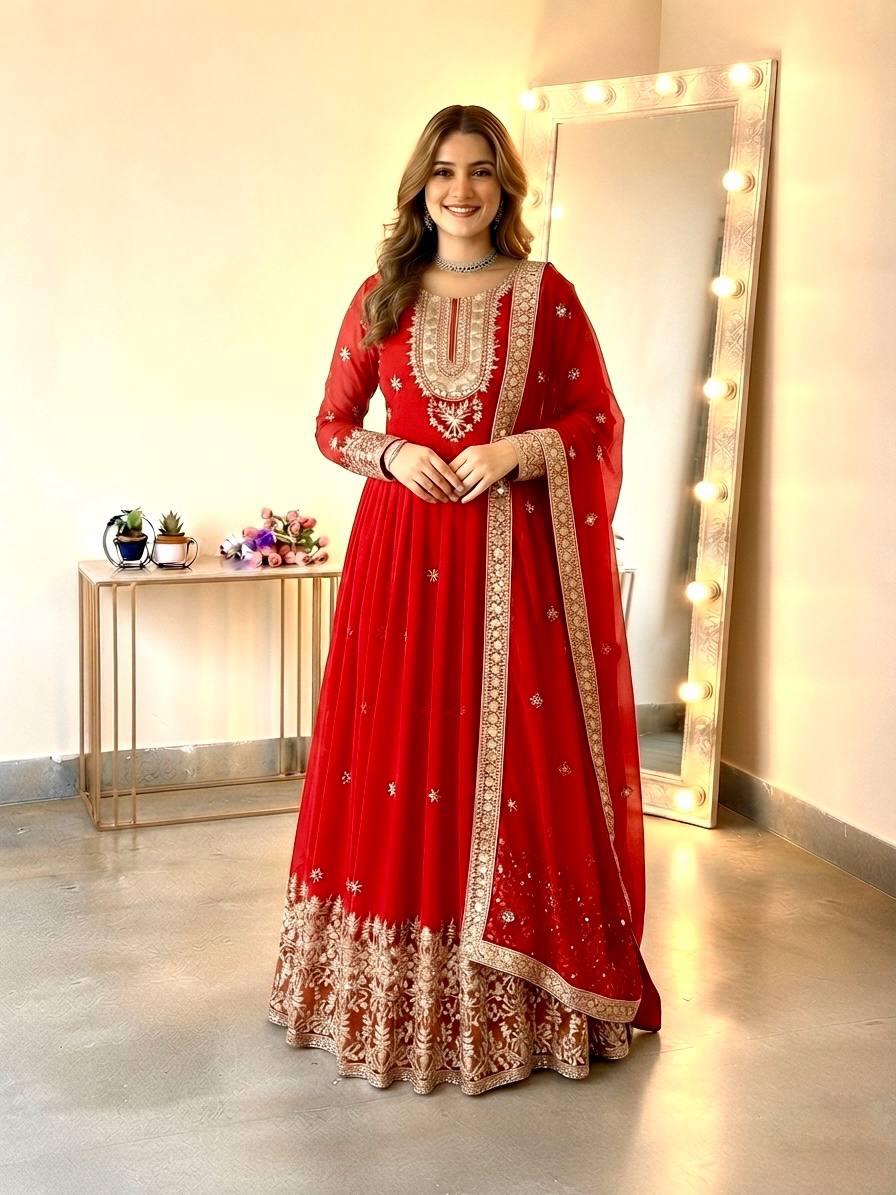 Royal Festive Embroidered Gown Set