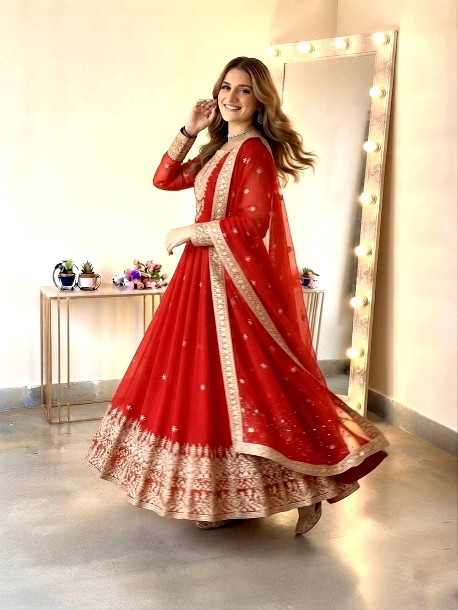 Royal Festive Embroidered Gown Set