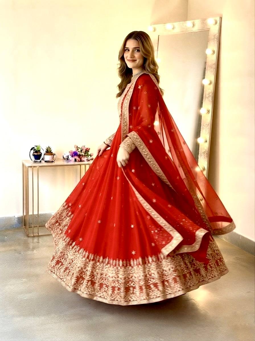 Royal Festive Embroidered Gown Set
