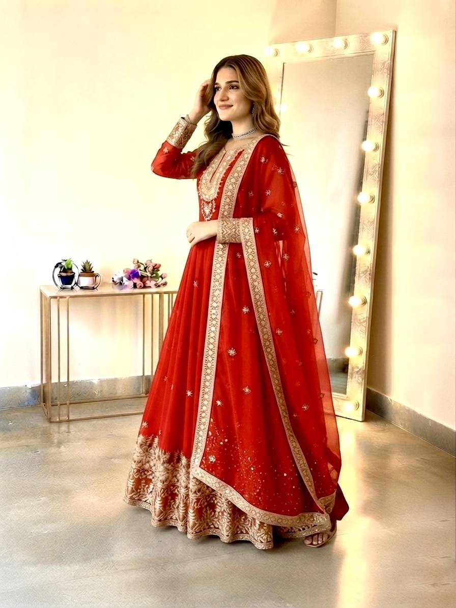 Royal Festive Embroidered Gown Set